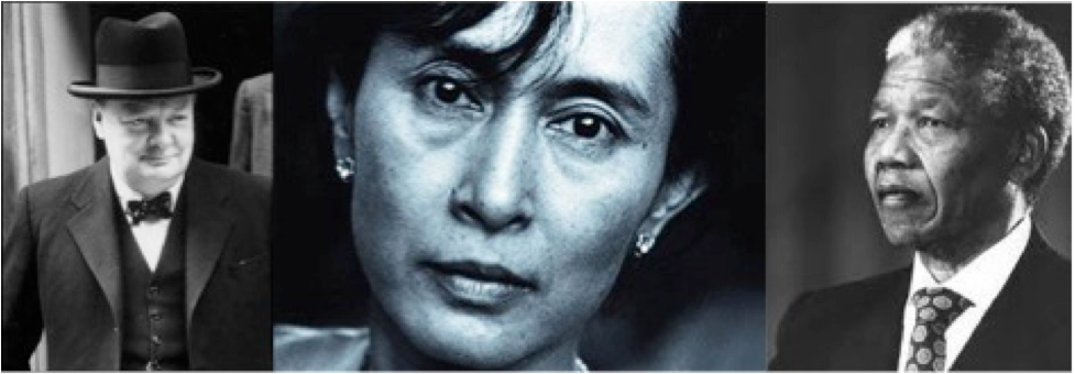 Winston Churchill, Aung San Suu Kyi, Nelson Mandela