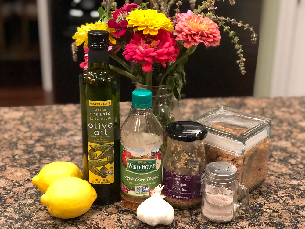 chicken marinade ingredients with flowers