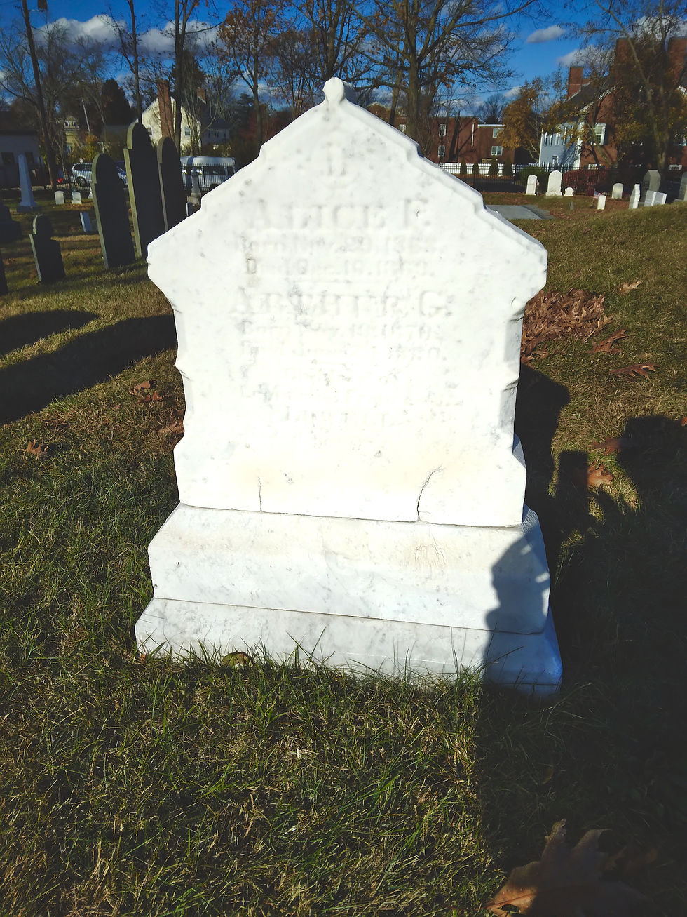 Siblings Alice and Arthur Lowell share a gravestone.