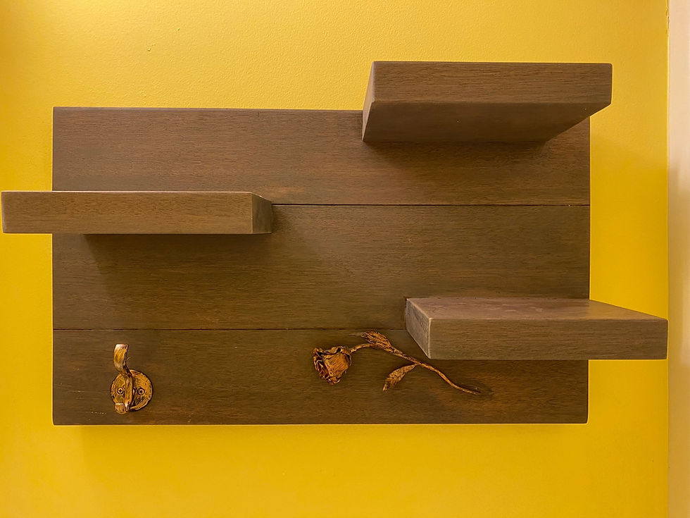 Custom Mahogany Shelf with Copper Rose Features