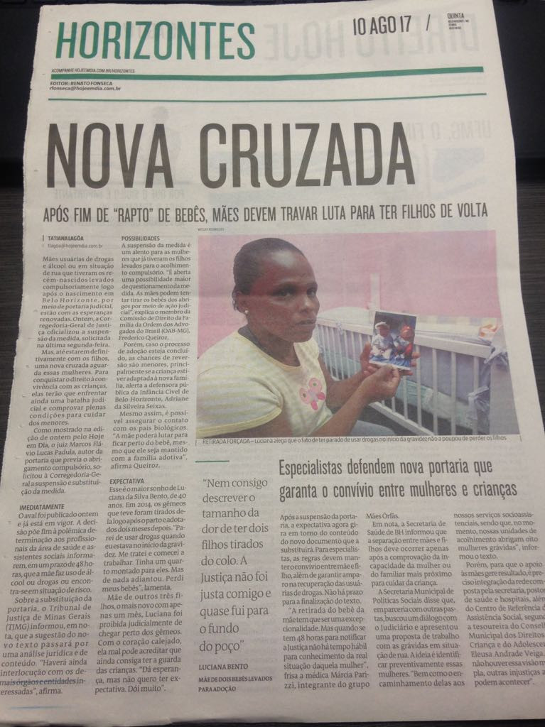 Reportagem do Jornal Hoje em Dia do dia 10/08/2017.