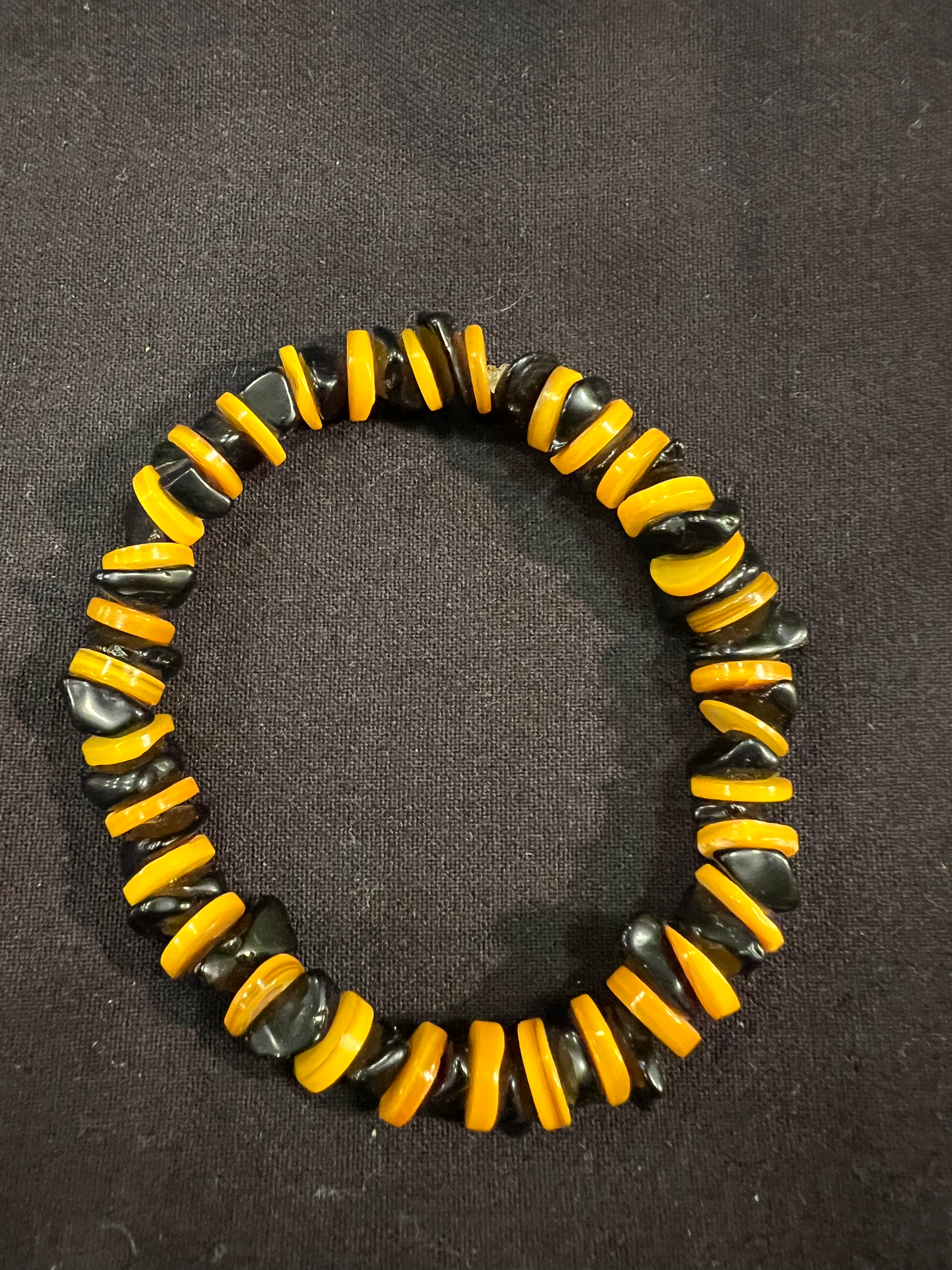 Shell and Obsidian Bracelet