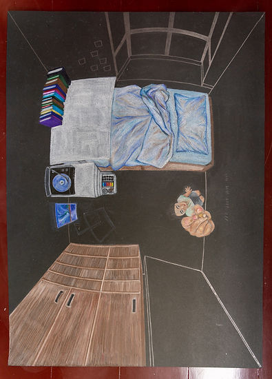 The same image as before, rotated 90 degrees. All four together add to the confusion of the whole piece.