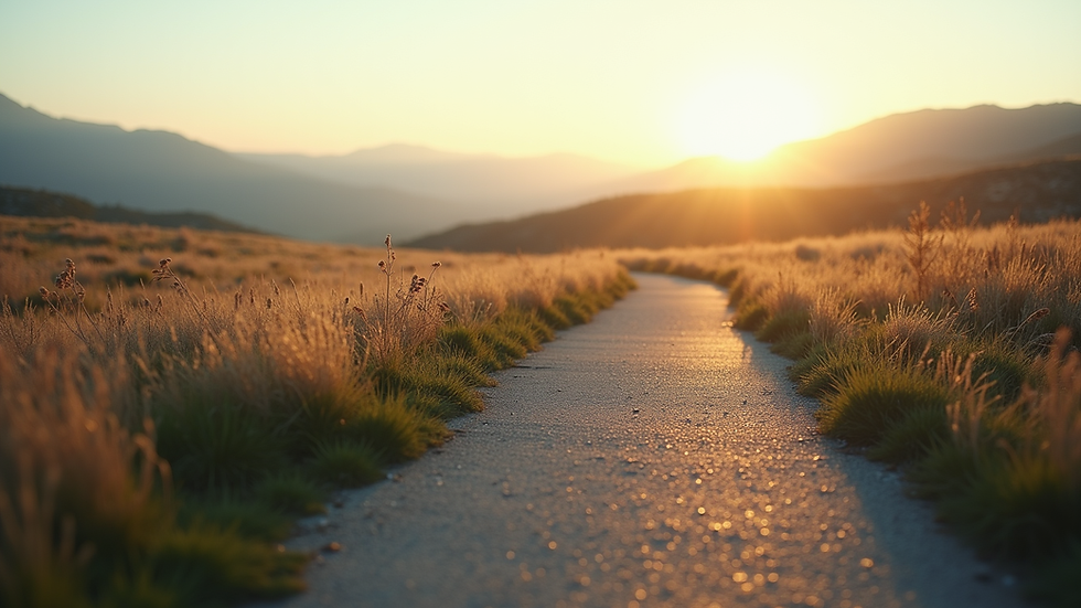 Close-up view of a serene landscape with a winding path