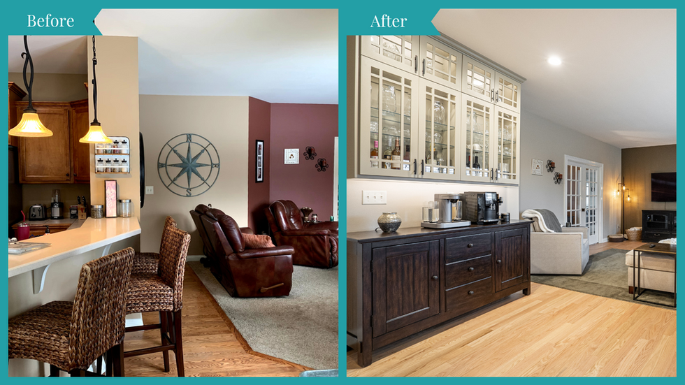 Hartland Kitchen Remodel, Hartland Home Remodel, Hartland Home Renovation, Hartland Custom Kitchen Designer, Copper Hoods, Copper exhaust hood, In-cabinet lighting, Custom Cabinetry, Painted Cabinetry, Walk-In Pantry, Custom Pantry Design, Custom shelving, Maple Wood flooring, hardwood flooring repair, hardwood flooring restoration, Open Concept Remodeling, Support Wall Removal, Ledger stone backsplash, GE Cafe Appliances, Custom Panel Refrigerator, Dry Bar, Under-cabinet lighting