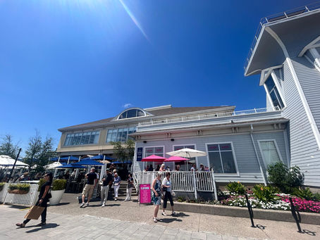 Senior people enjoying summer in Bronte Village, Oakville