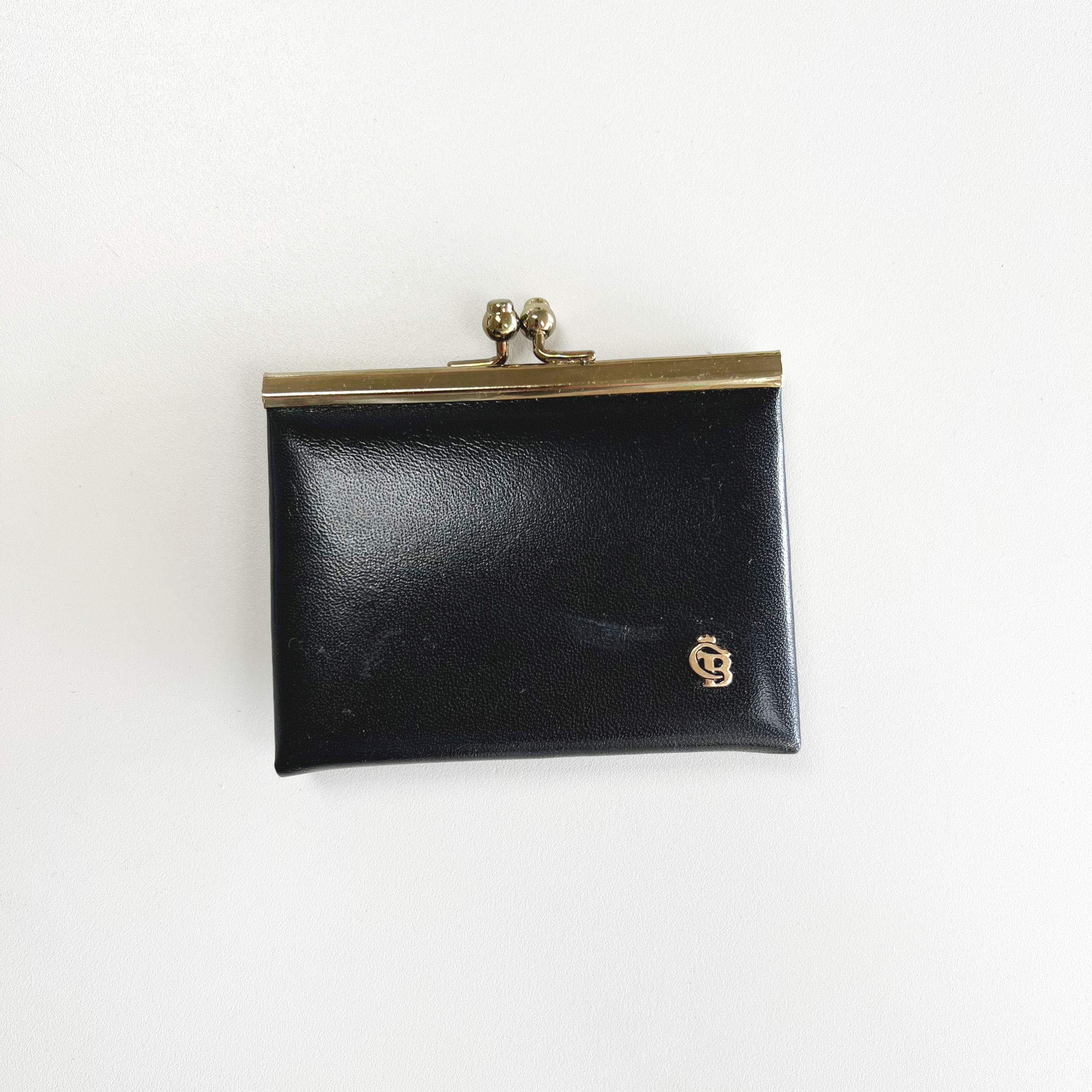 coin purse - black leather, small 