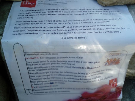 8 mai ‘résistant’ à Tossiat et ailleurs