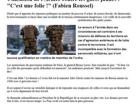l’Armée contre les Gilets jaunes !!!!!!!