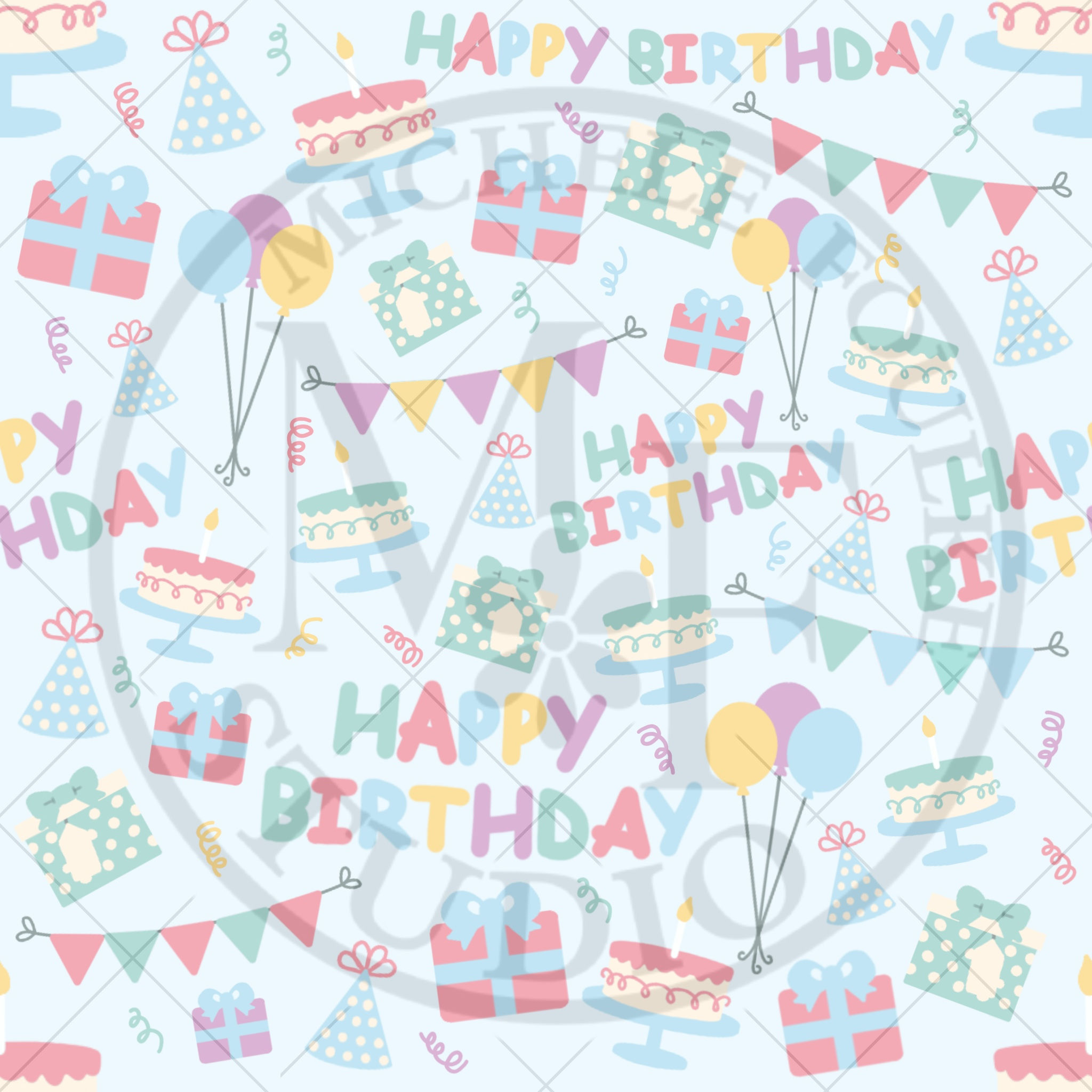 Happy Birthday Celebration, digital seamless pattern (JPEG digital file)