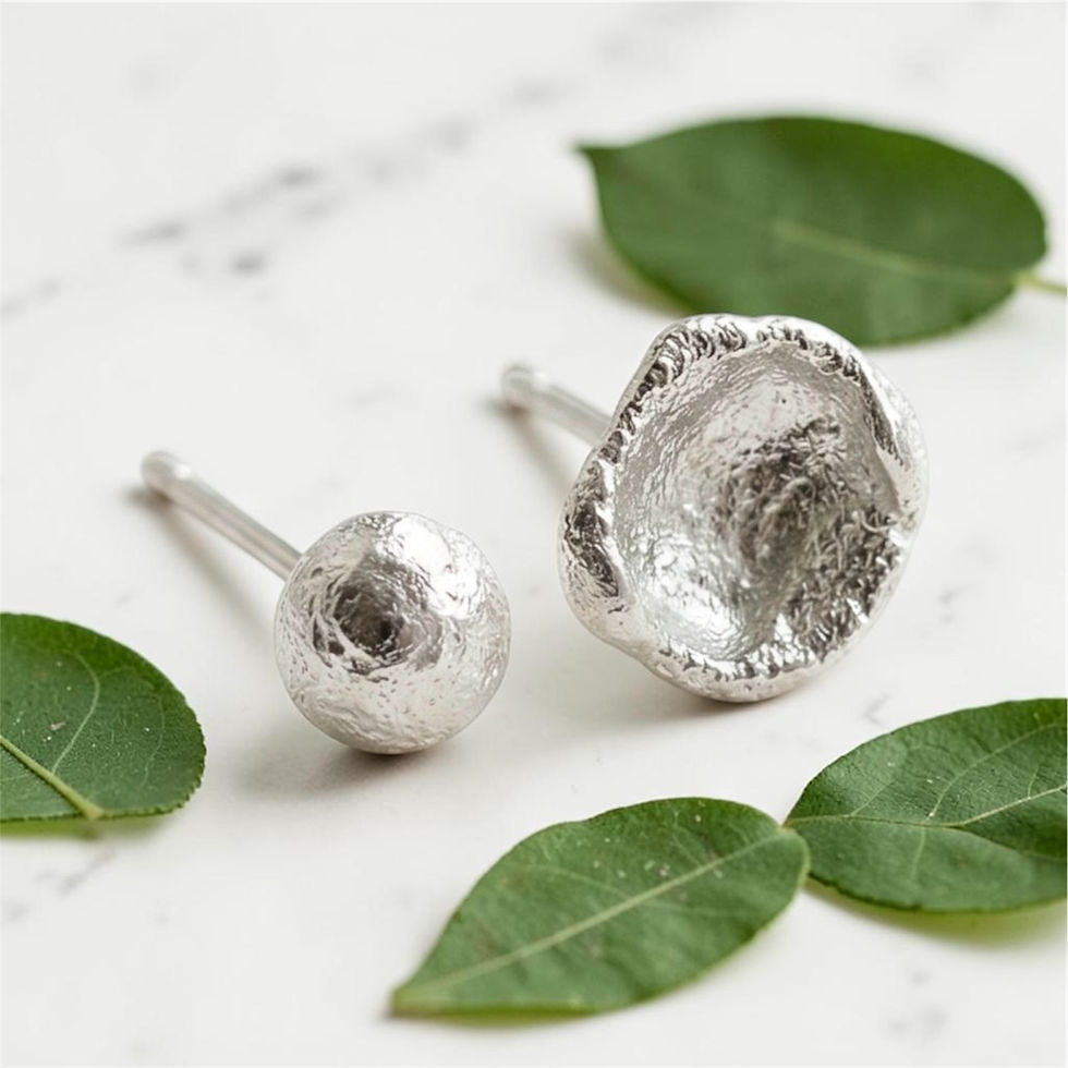 Thumbnail: Mismatched Recycled Silver Stud Earrings 