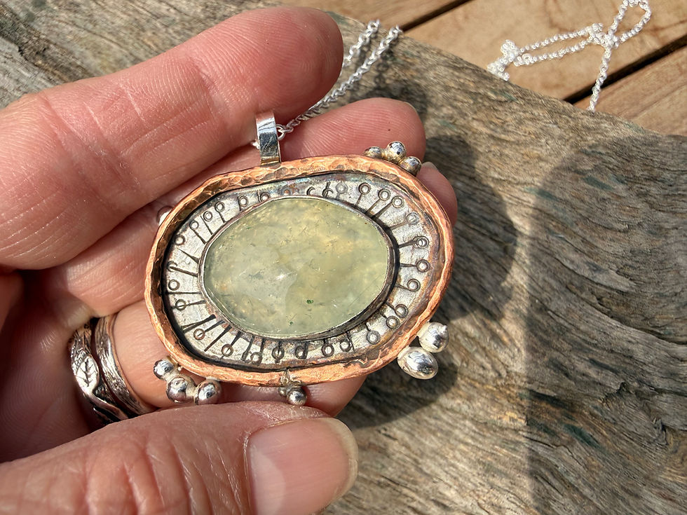 Thumbnail: Recycled Silver and Copper Prehnite Necklace 