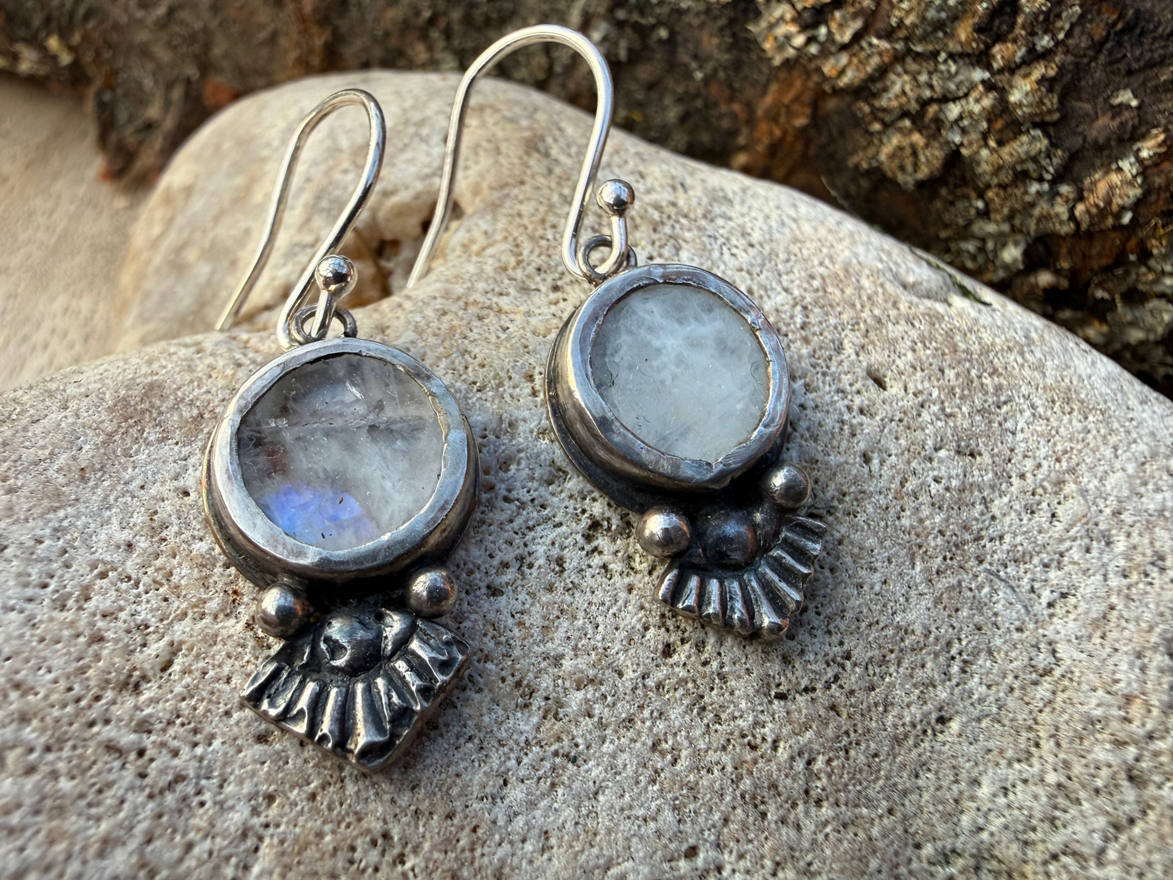Recycled Silver Moonstone Earrings
