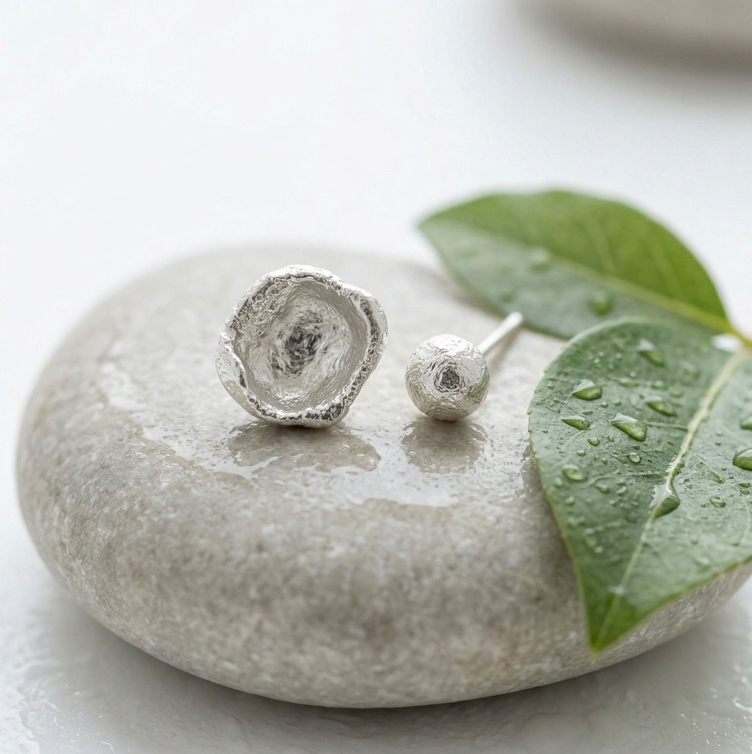 Mismatched Recycled Silver Stud Earrings