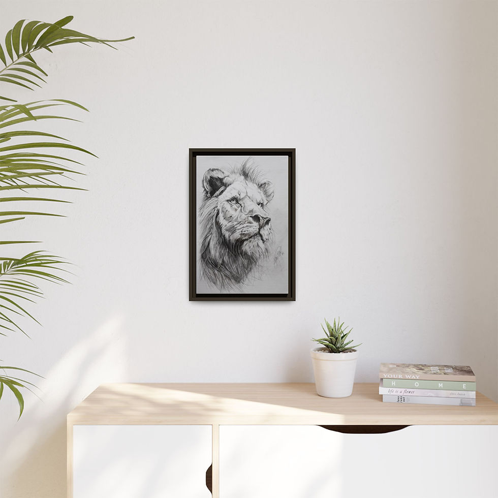 Thumbnail: Hand-drawn Lion Canvas Framed Art Print