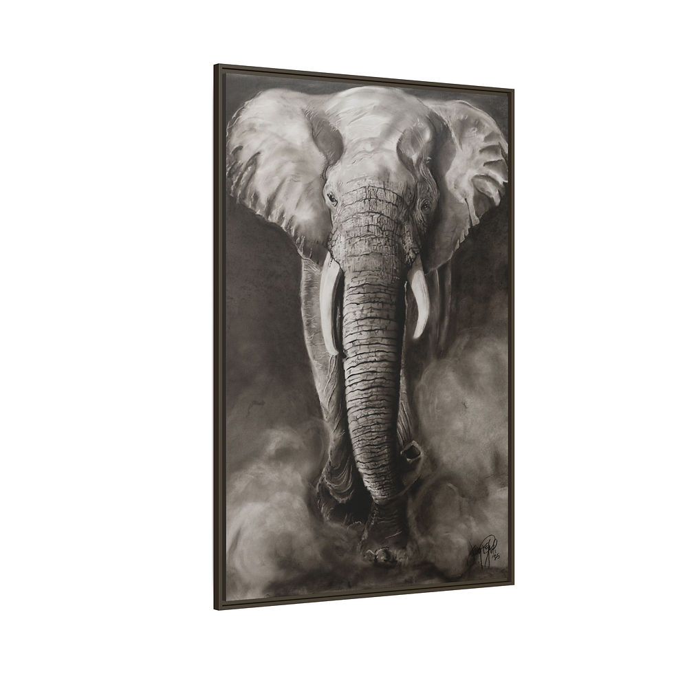 Thumbnail:  Hand-drawn Tusked Elephant Canvas Framed Art Print