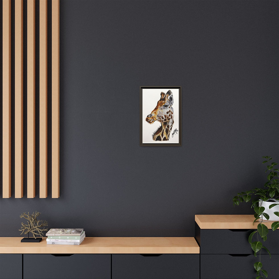 Thumbnail: Hand-drawn Giraffe Canvas Framed Art Print