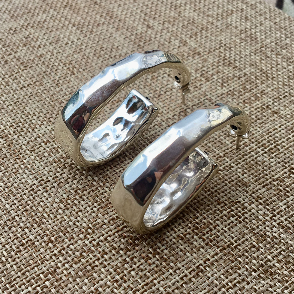 Thumbnail: Sterling Silver Hammered Hoops