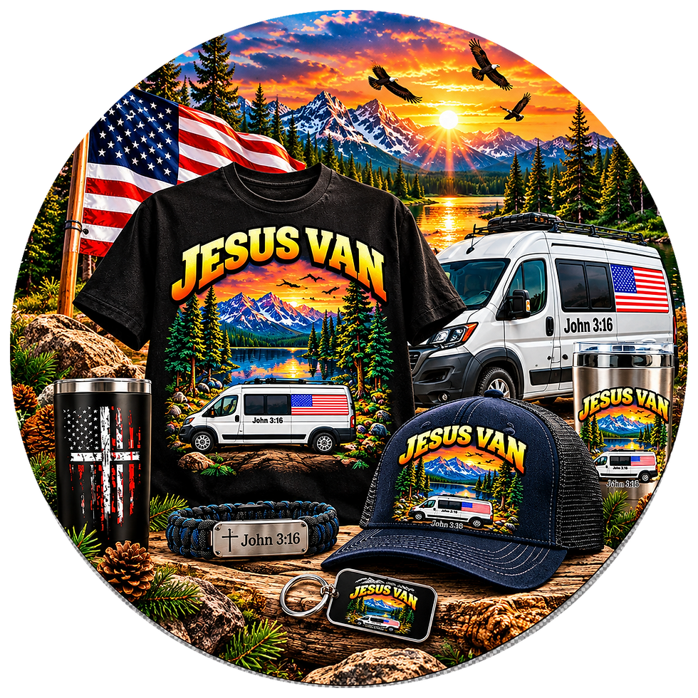 Jesus Van USA Regular Collection featuring Christian apparel and John 3:16 designs
