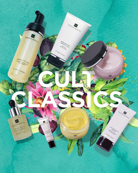 TEMPLESPA Bestselling products on a floral background
