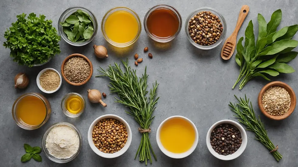 A selection of natural ingredients for haircare recipes