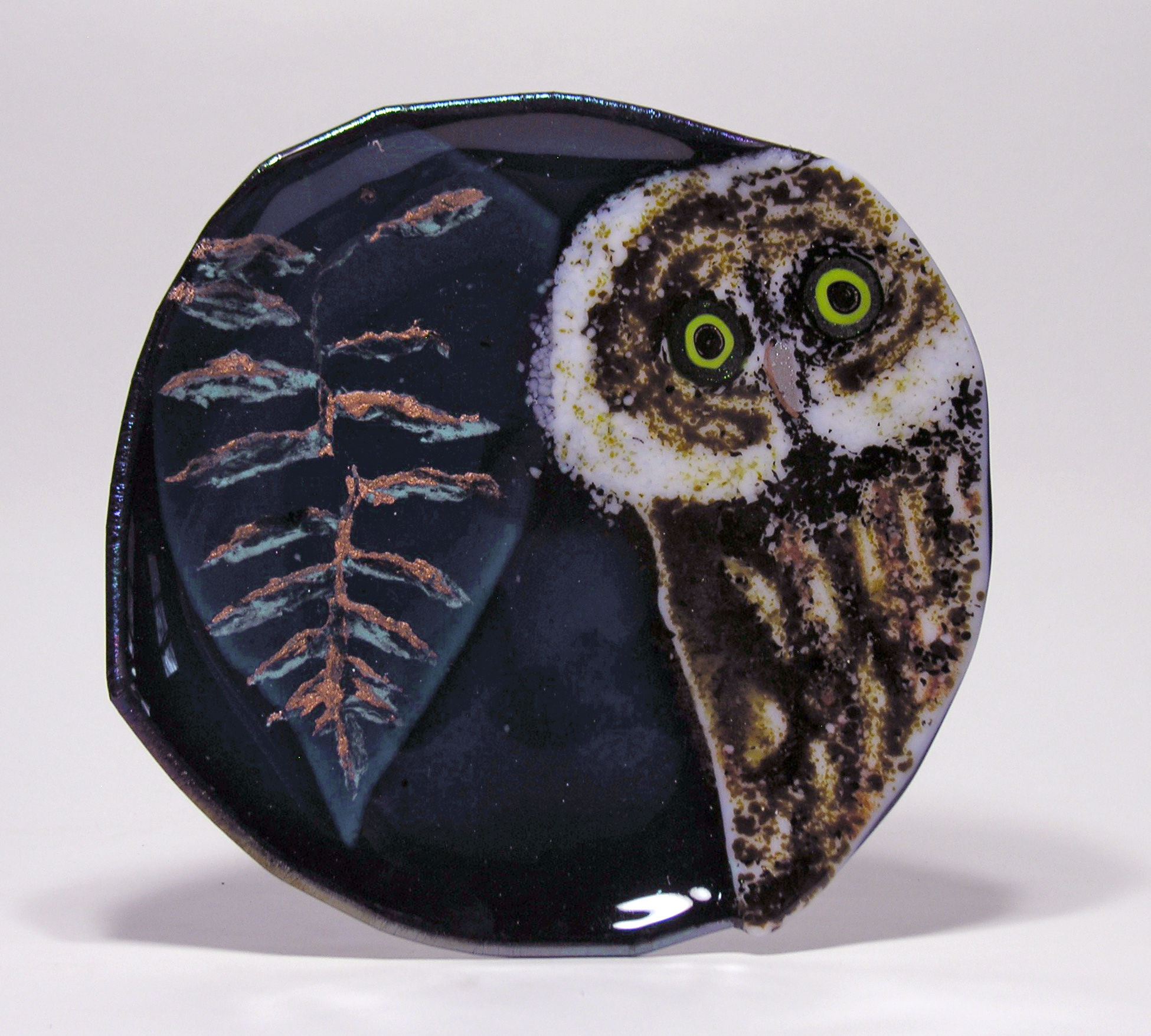 Owl with Fern 9" Bowl