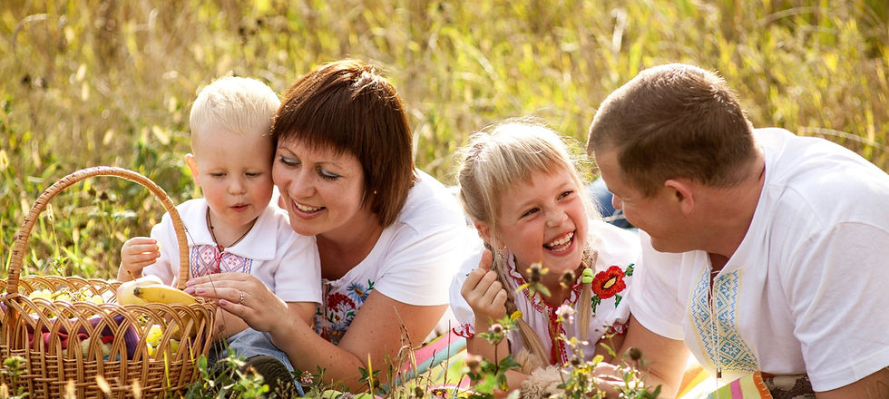 Family in backyard