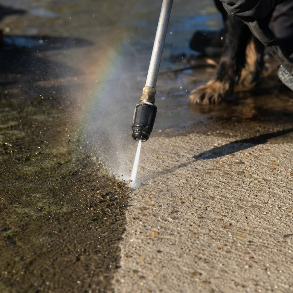 Surface cleaning detail for driveway pressure washing