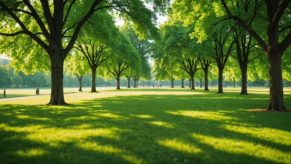 Eye-level view of a tranquil green park representing human needs