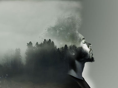 Double-Exposure visual effect | Man's head emerging in the woods