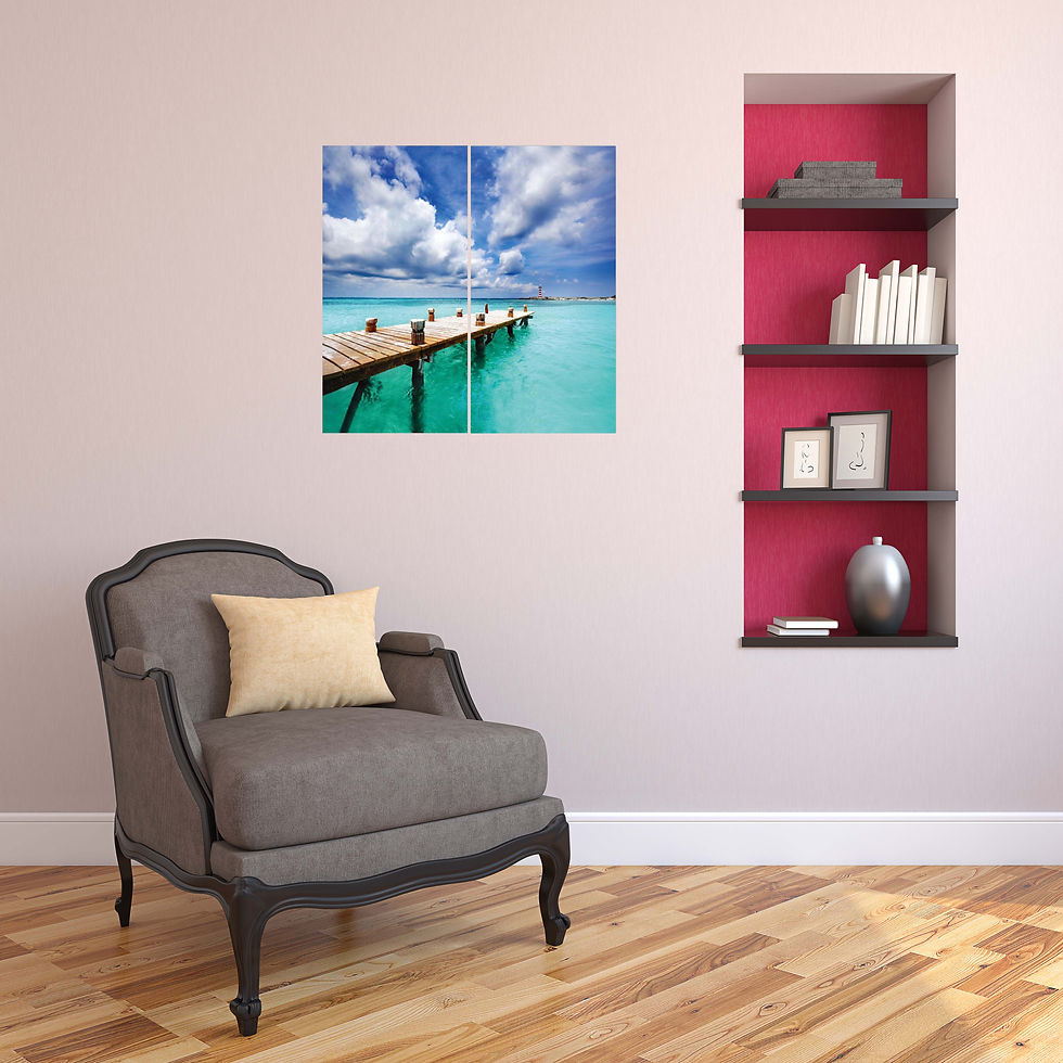 Thumbnail: Canvas Wall Art Decor - 12x24 2 Piece Set, 24x24 Total - Ocean Dock