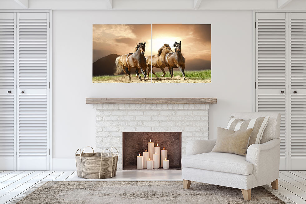 Thumbnail: Canvas Wall Art Decor - 24x24 2 Piece Set, 24x48 Total - Horses