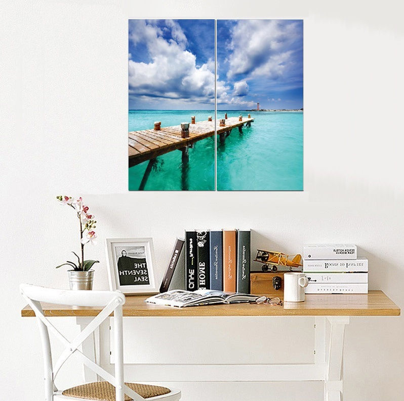 Thumbnail: Canvas Wall Art Decor - 12x24 2 Piece Set, 24x24 Total - Ocean Dock