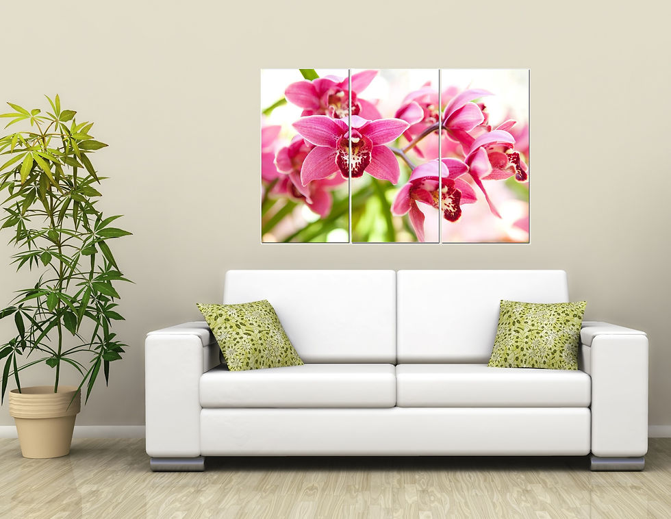 Thumbnail: Canvas Wall Art Decor - 12x24 3 Piece Set, 24x36 Total - Pink Orchids
