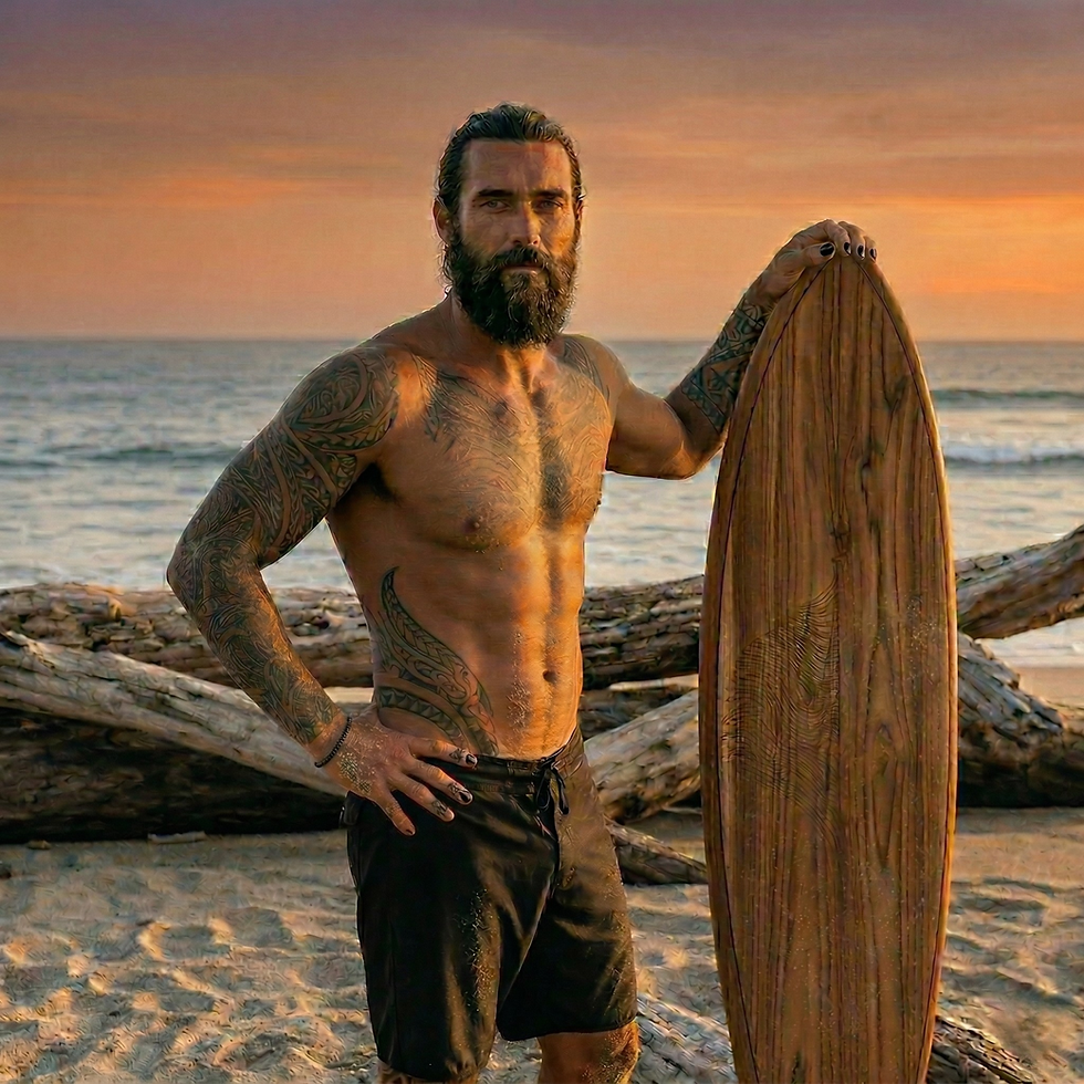 Shell nano-sculpture manifesto: A tattooed dad with fingernails clumsily painted by his daughter, embodying a manhood defined by the strength of his sensitivity.