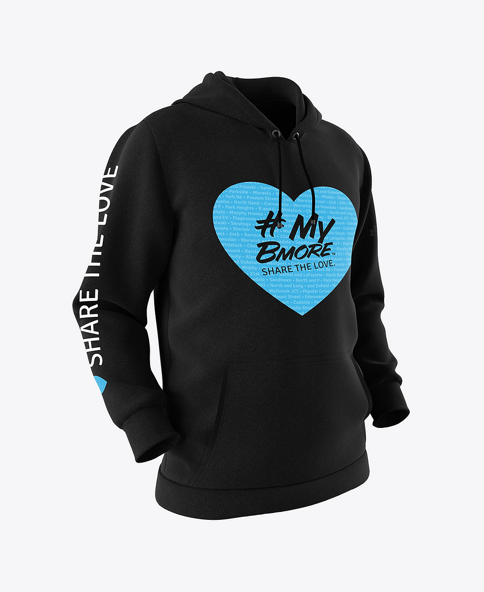 Blue #MyBmore Heart Hoodie + Share The Love (Sleeve)