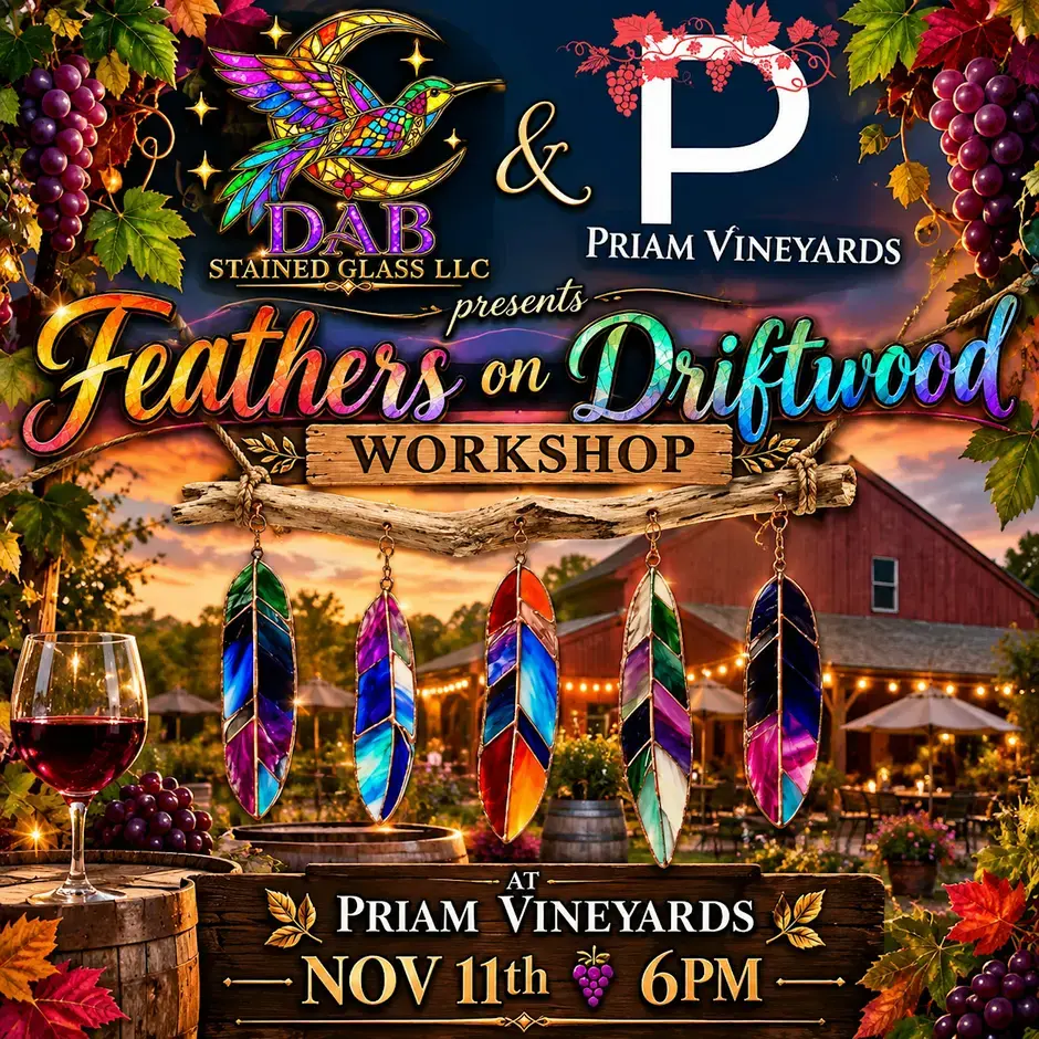 DAB Stained Glass - Feathers on Driftwood workshop