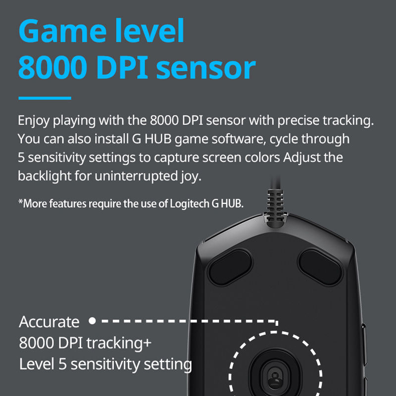 Thumbnail: Logitech G102 Mouse Original Ergonomic Mouse Optical 8000DPI 16.8M Color LED Cus