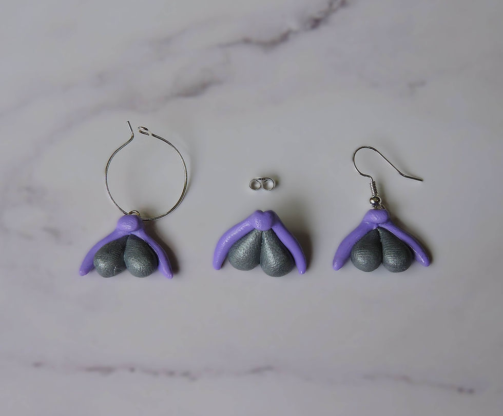 Thumbnail: Purple & Metallic Clitoris Earrings