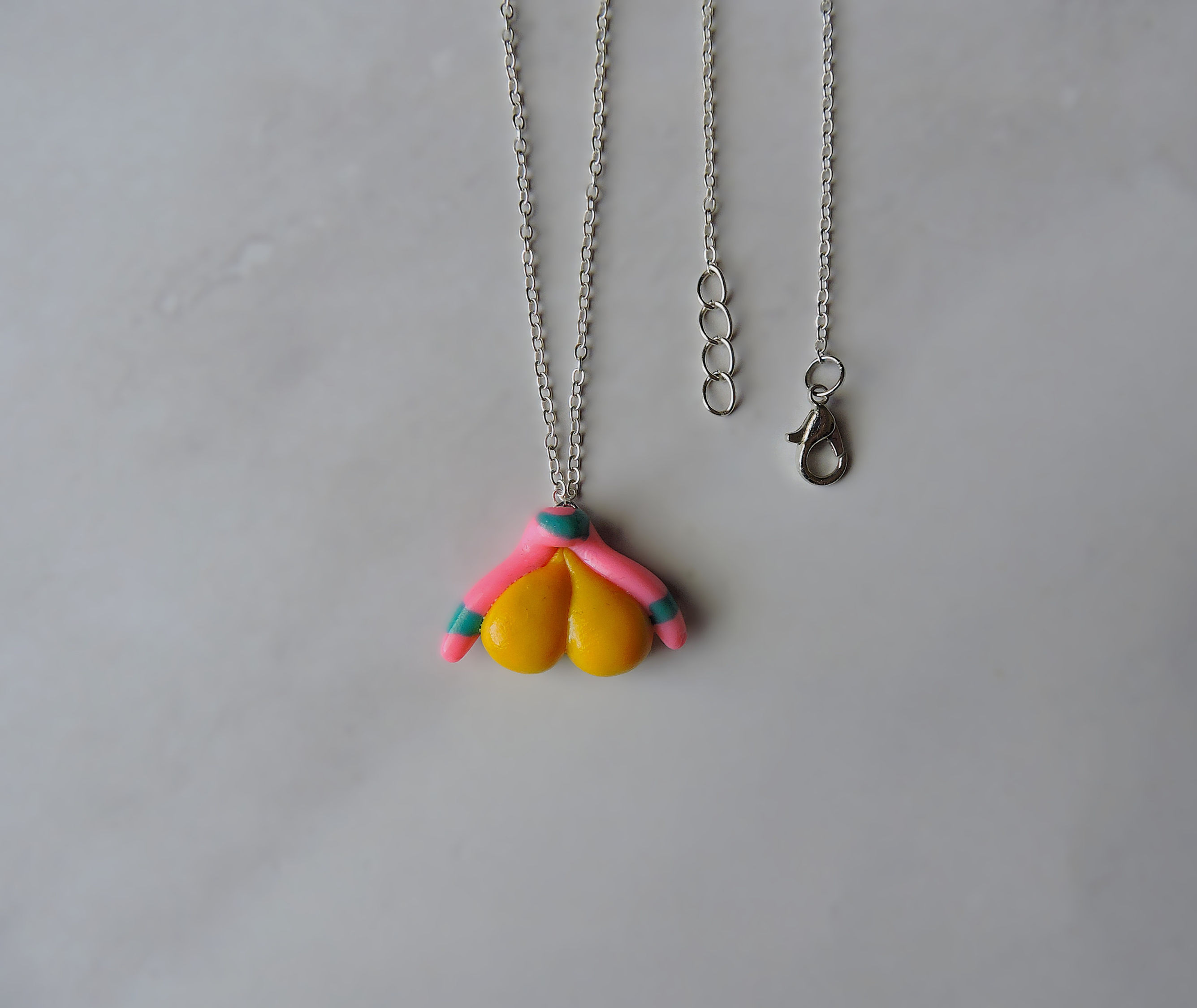 Yellow, Teal, & Pink Clitoris Necklace