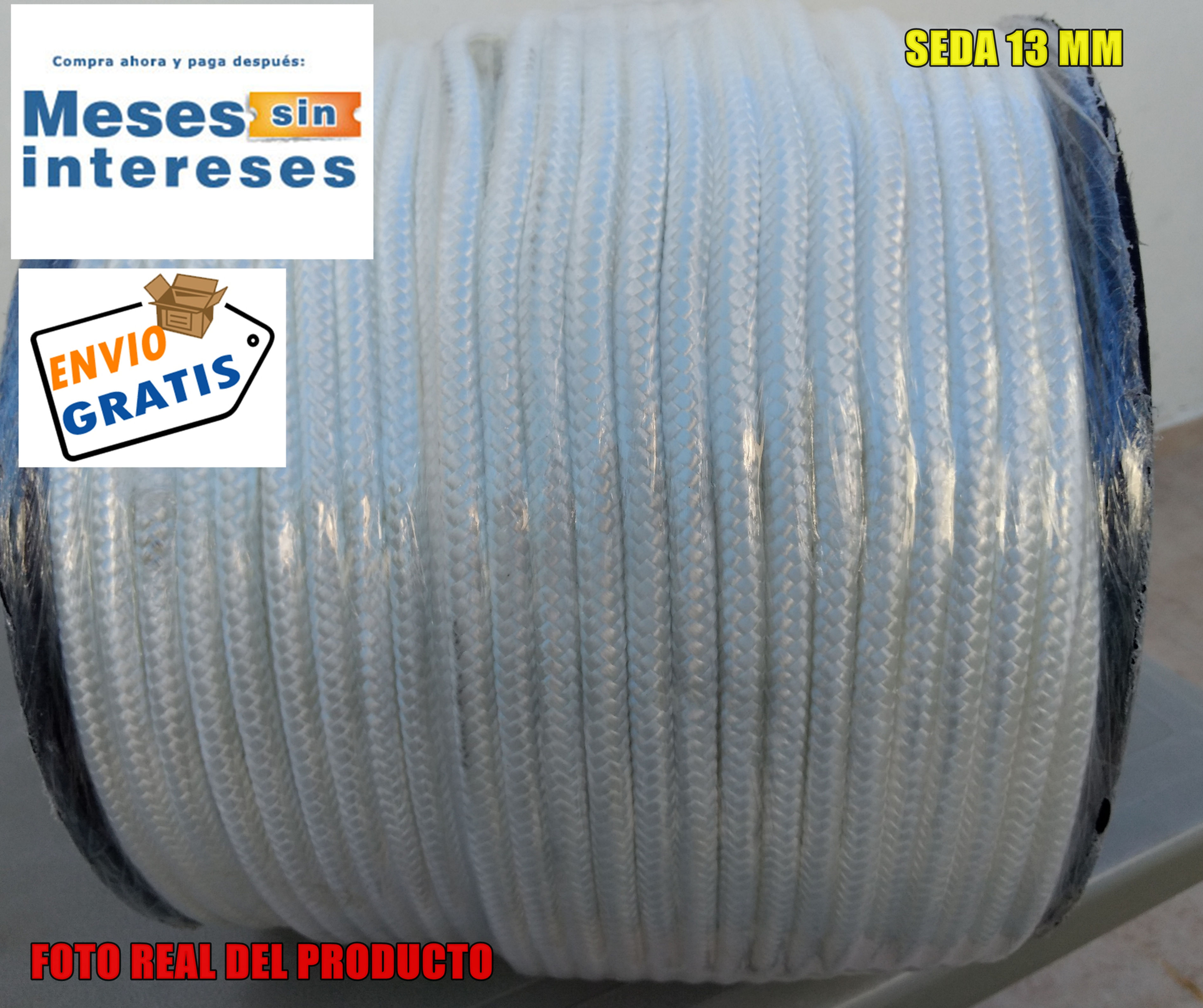 Seda Blanca Trenzada de 13 mm 22 Kilos
