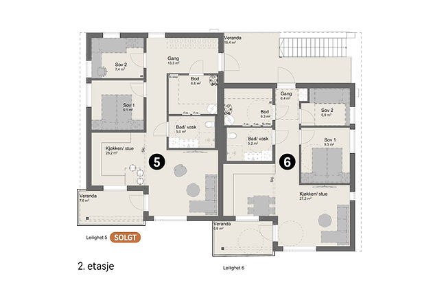 Lindehus og Gunvald Johansen Bygg - plantegning på Sjøåsan.