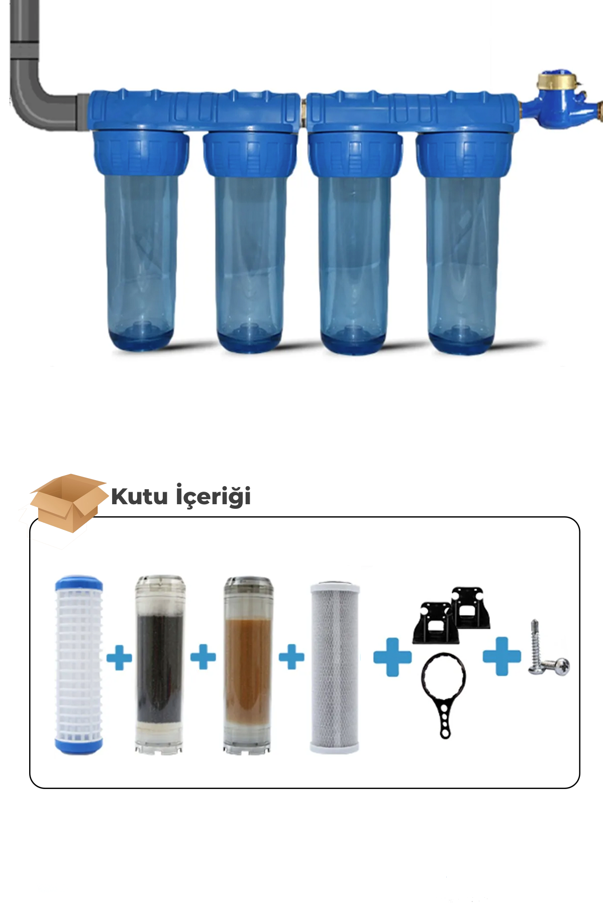 Daire Bina Sayaç Girişi 10" İnc 4 Aşama Su Arıtma Cihazı (İletkenlik Düşürücü)