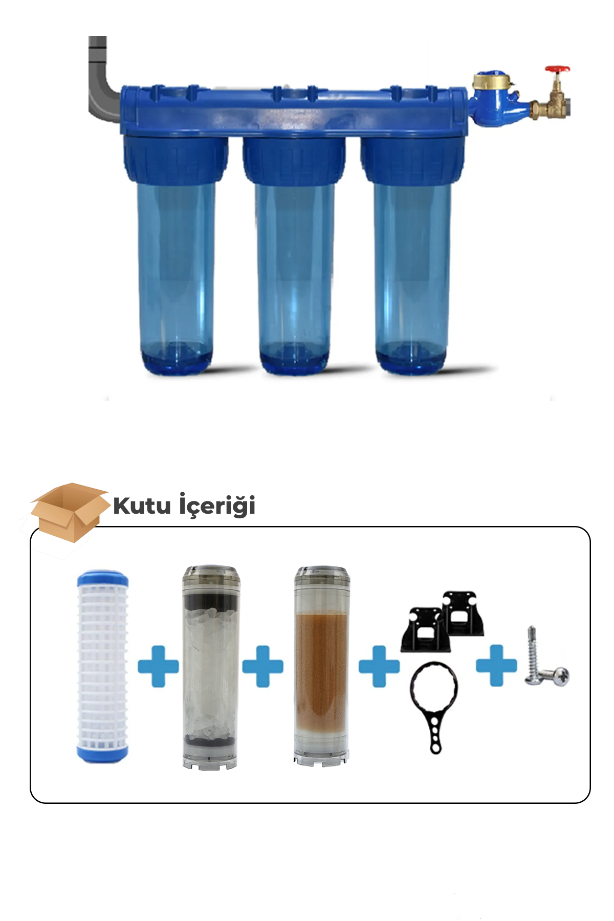 Daire Bina Girişi 10 inch 3 Aşama Yumuşatma Cihazı(Ağır Kireç Önleyici)