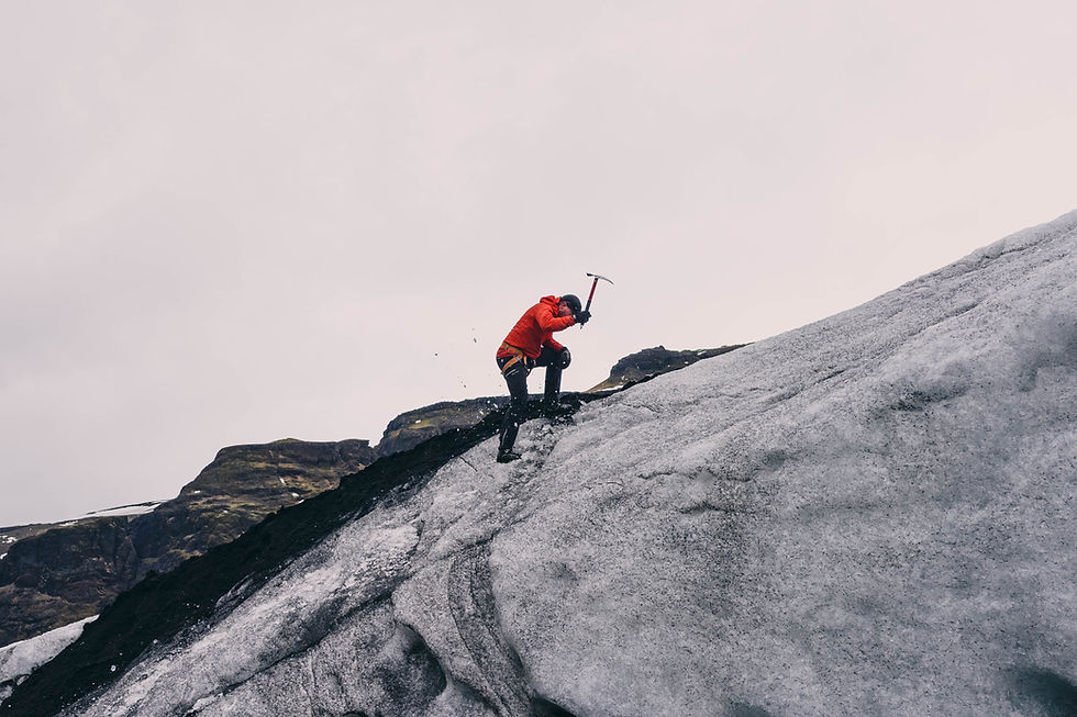 Hiker Climbing Ice