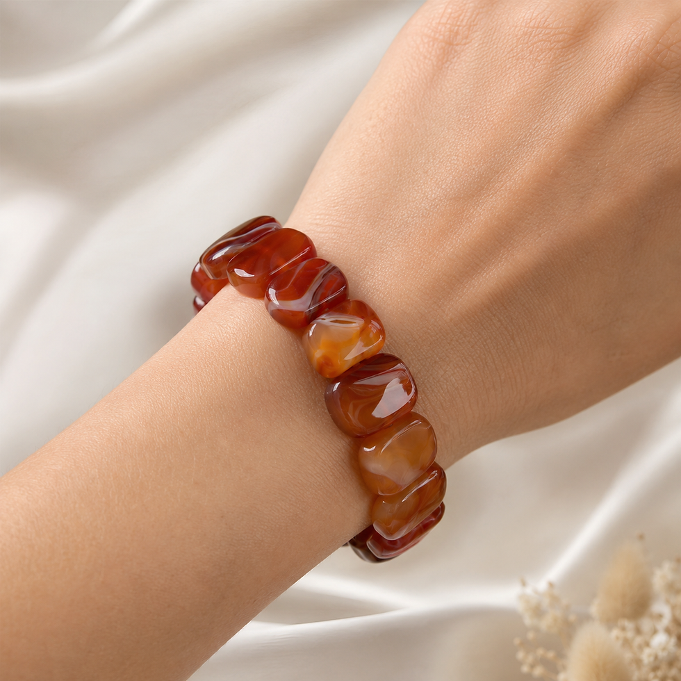 Bracelet en Agate Cornaline au poignet