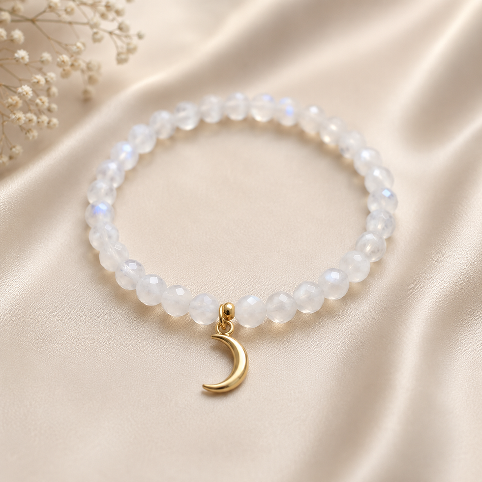 Bracelet en pierre de lune avec pendentif lune