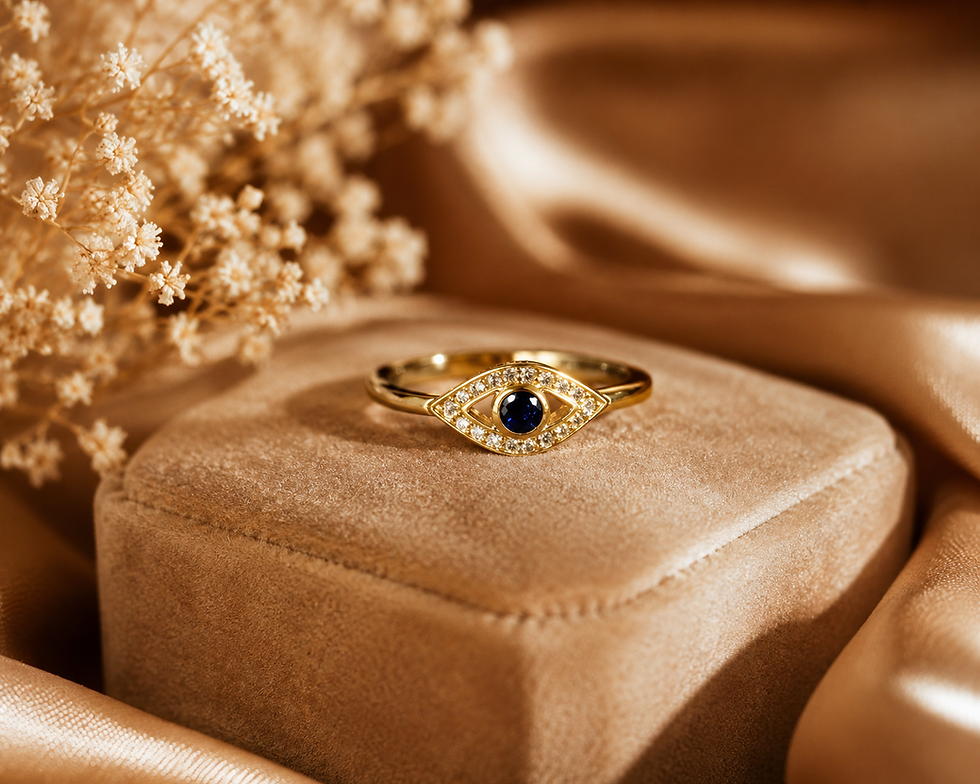 Bague Œil de Protection magnétisé dorée