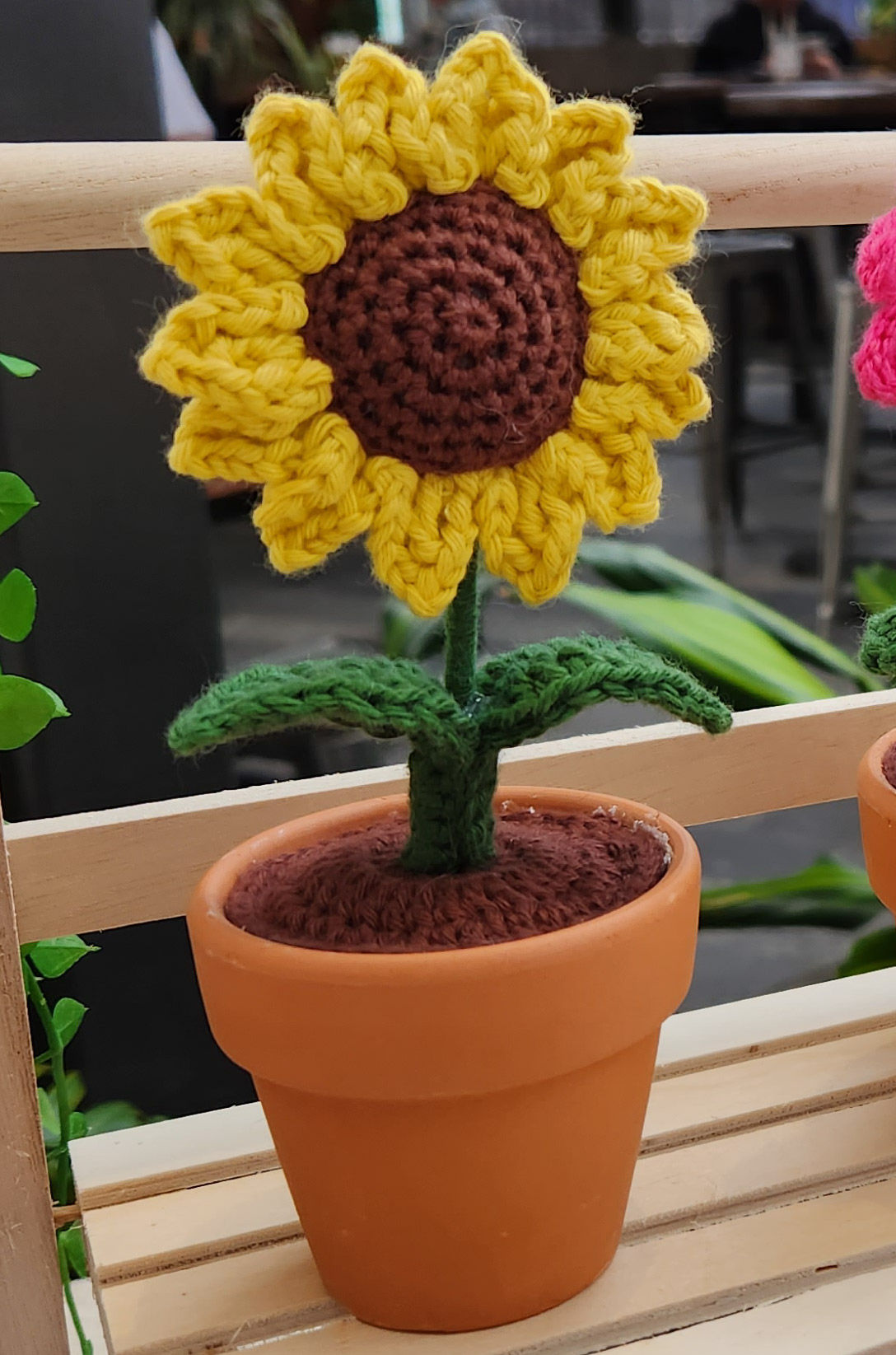 Crochet Sunflower Pot