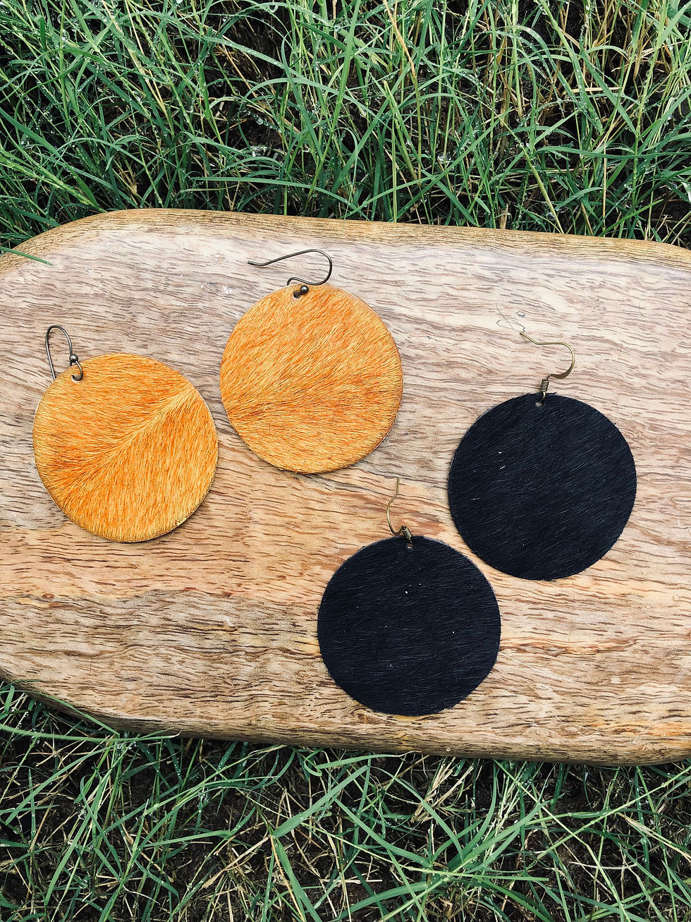 Round Cowhide Earrings - Large